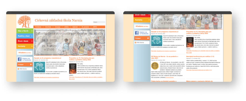 Narnia Bratislava – ukážky webu