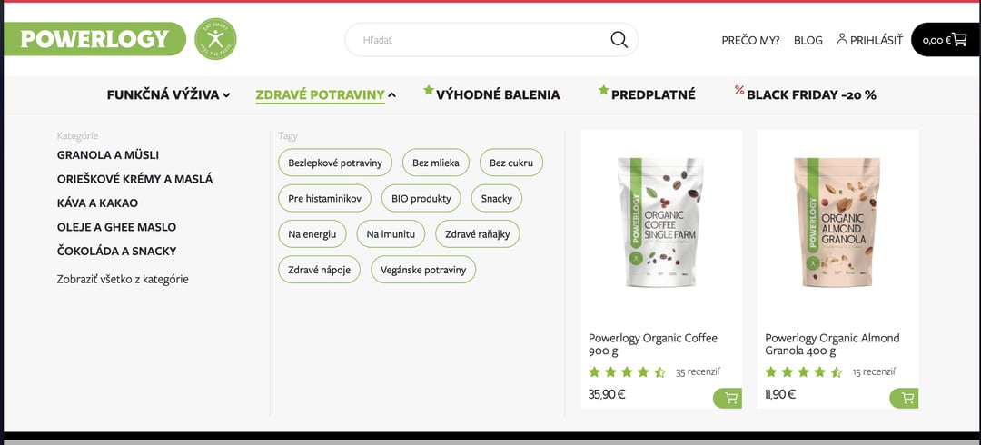 Prehľadná navigácia e-shopu