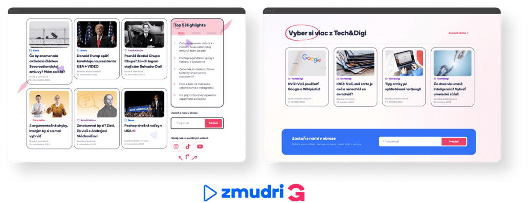 ZmudriG – ukážky webu