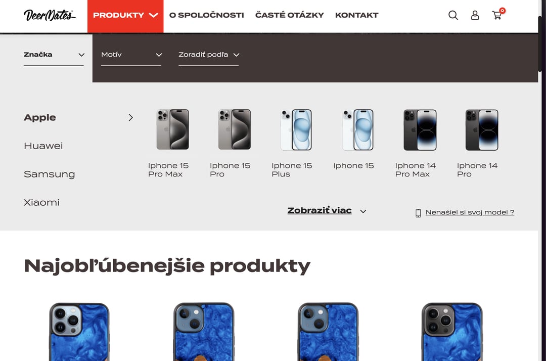 Filtrovanie produktov DeerMates e-shop