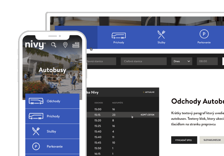 Nivy centrum – web autobusovej stanice