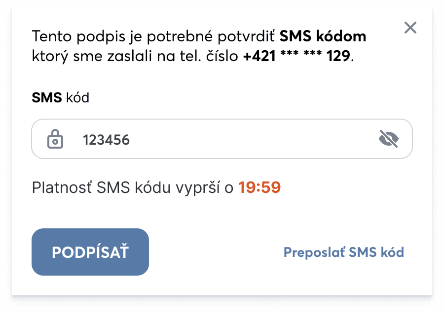 SMS modal